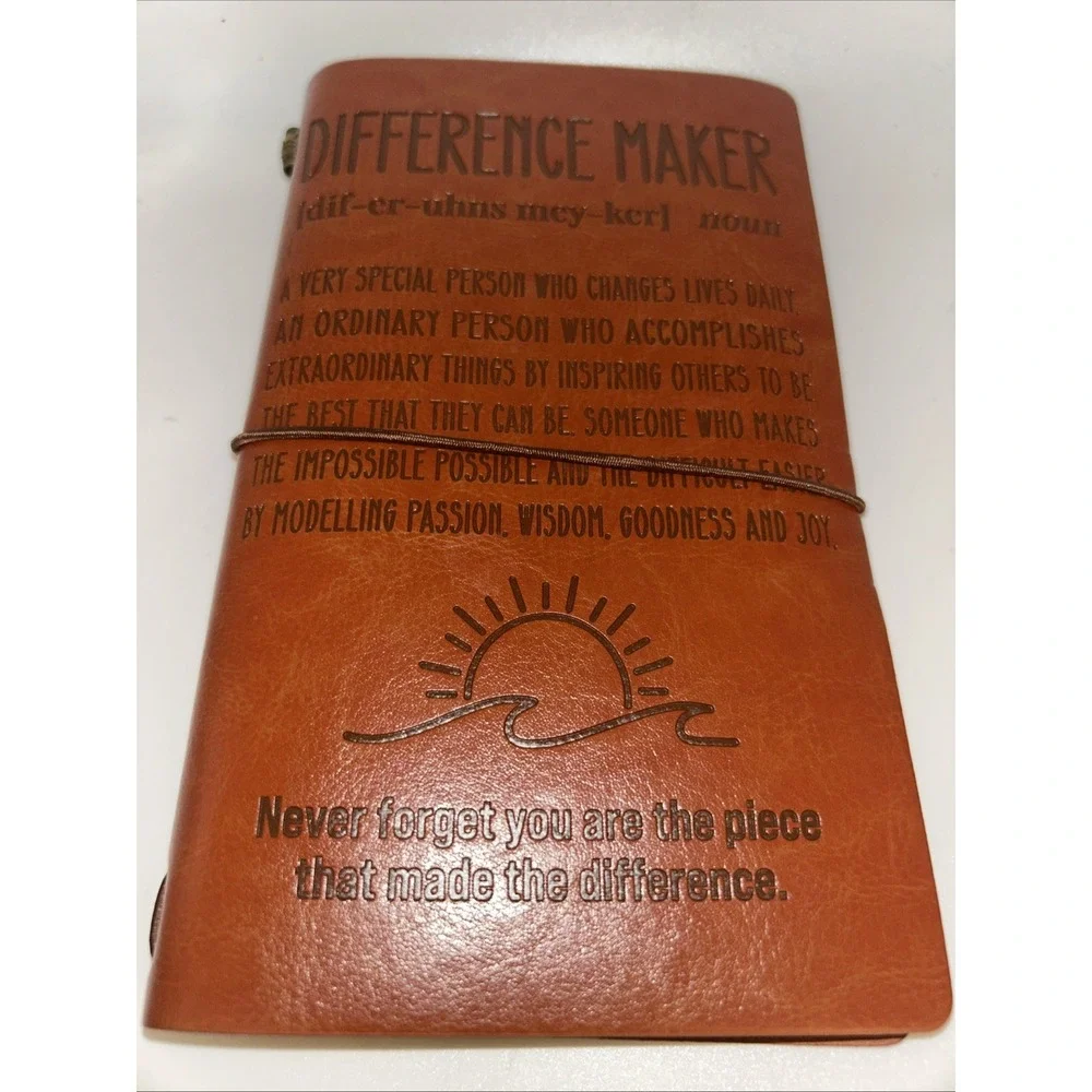 Brown Leather Journal Difference Maker Thank You Gift For teacher,Boss,Employee